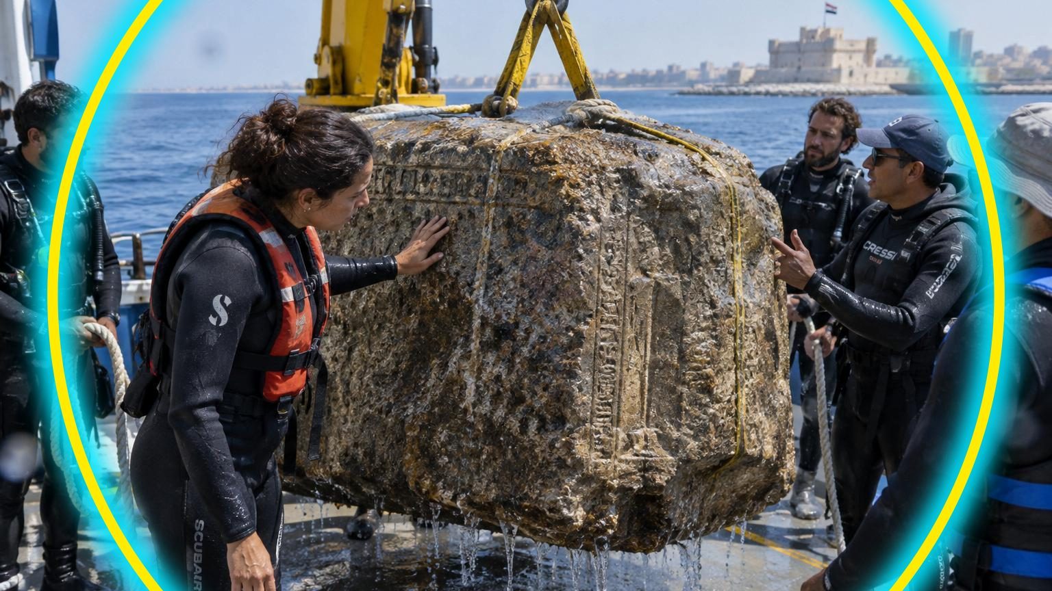 Engloutie depuis plus de 1 600 ans : des archéologues remontent du fond de la Méditerranée l'une des sept merveilles du monde