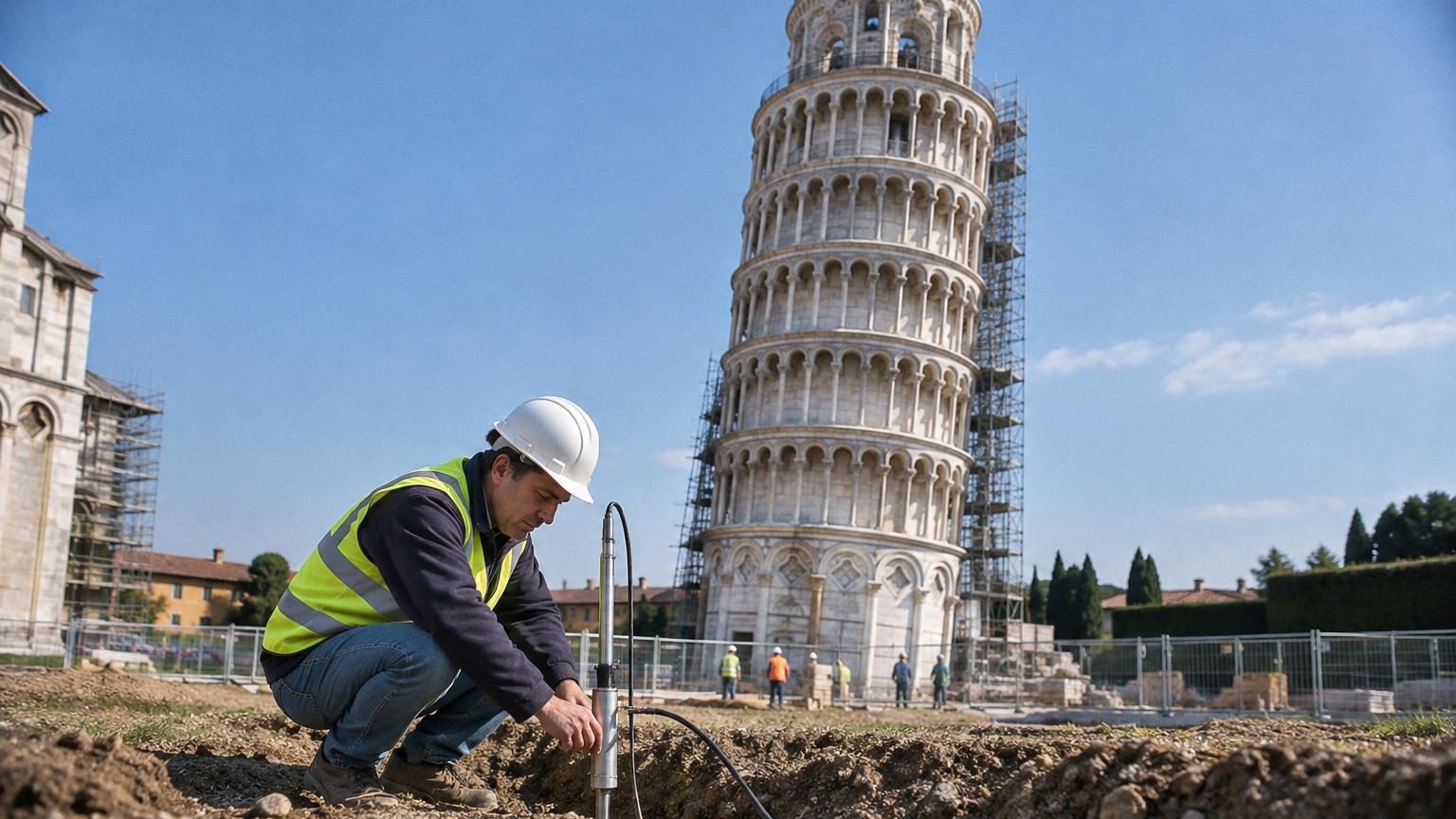 Fermée au public en 1990, la tour de Pise a été redressée de 44 cm en onze ans : ce qui a sauvé ses 14 500 tonnes n'était ni du béton ni des vérins