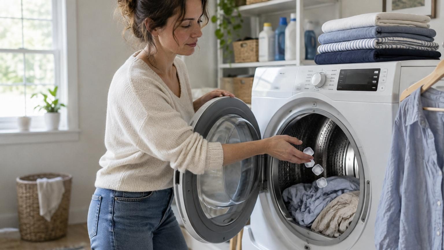 Fini le repassage : l'astuce des glaçons dans le sèche-linge que nos grands-mères utilisaient déjà pour défroisser le linge