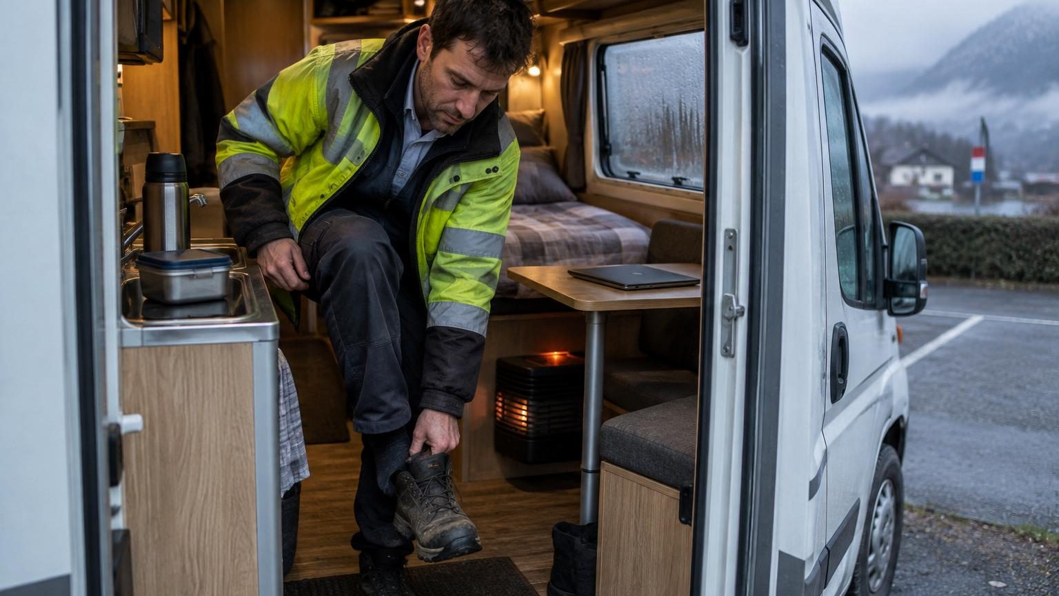 Geoffroy, 37 ans, travaille en Suisse et vit dans son camping-car à la frontière : son loyer ne dépasse pas 400 euros par mois