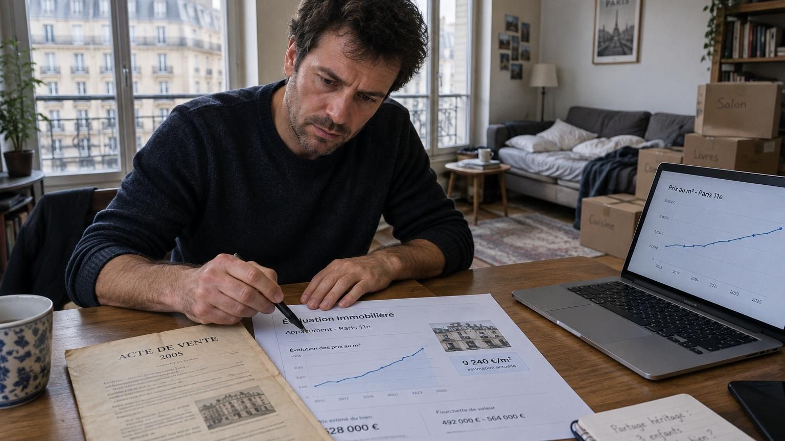 Il a obtenu un studio de ses parents en 2005 : vingt ans plus tard, ce n'est pas le prix d'acquisition qui est retenu au moment du partage