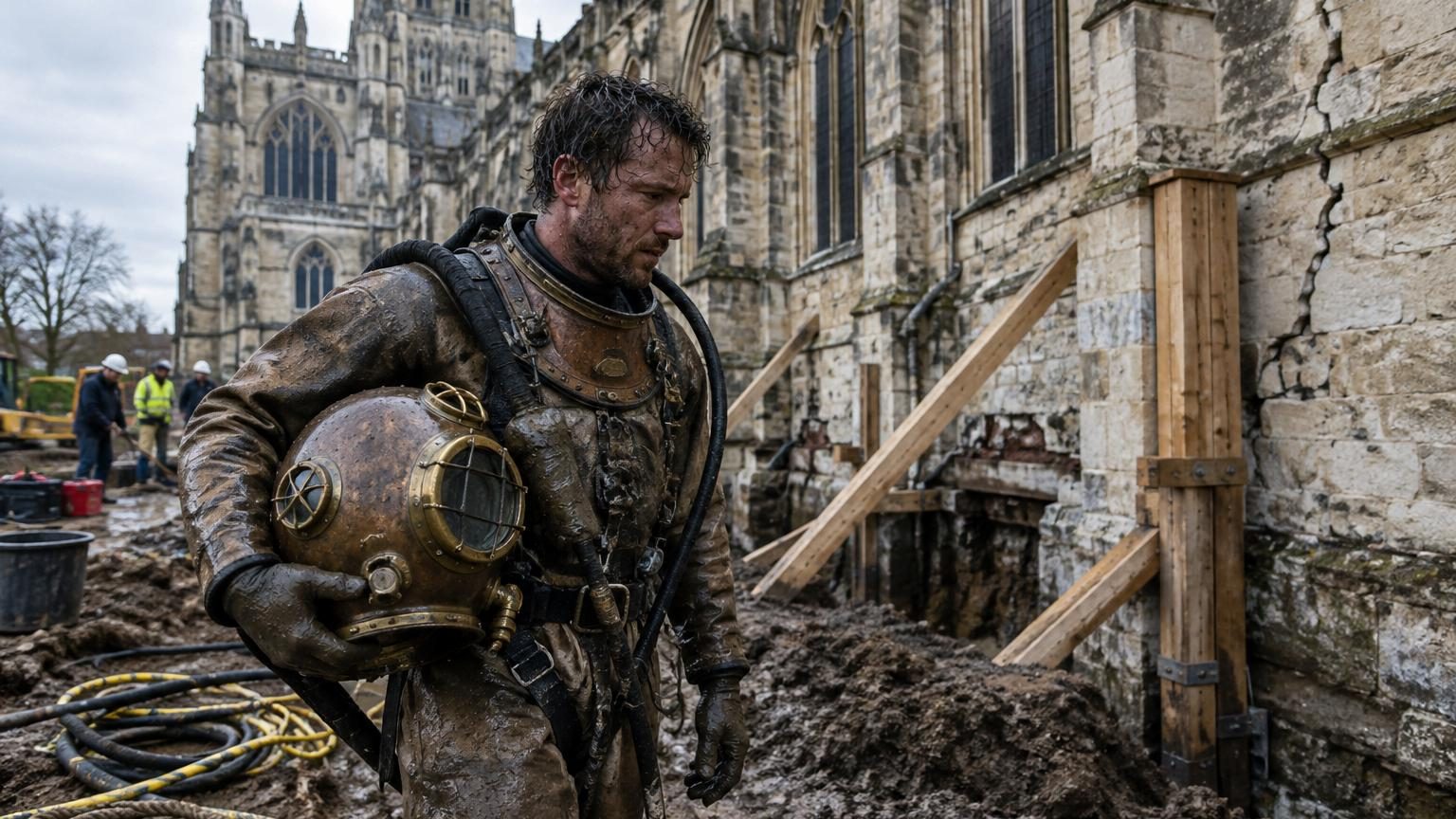 Il a travaillé 6 heures par jour pendant 6 ans dans le noir complet : ce plongeur a sauvé la cathédrale de Winchester de l'effondrement