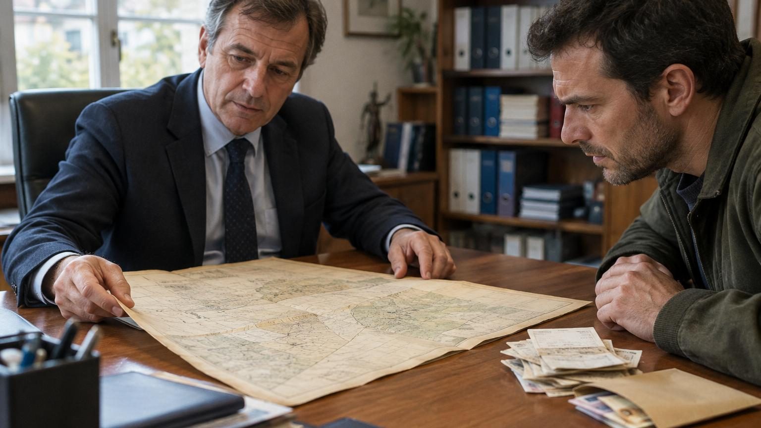 Il achète trois mètres de terrain à son voisin en liquide un dimanche d'avril : neuf ans plus tard, le notaire ressort le plan