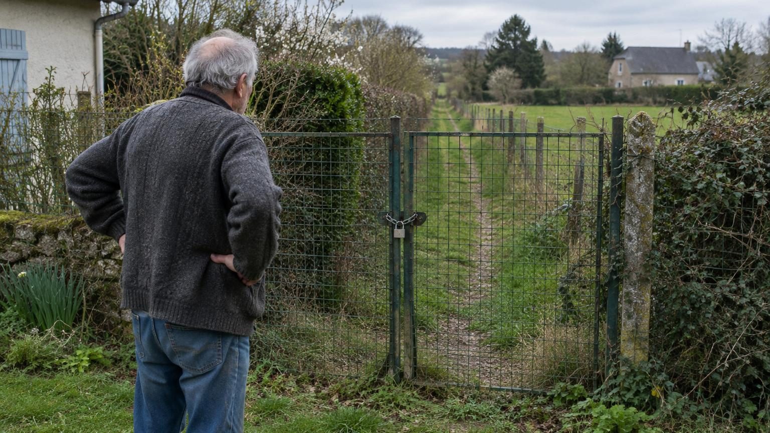 Il clôture le vieux chemin communal au fond de son jardin pendant quinze ans : au moment de vendre, ce n'est pas la mairie qui bloque tout