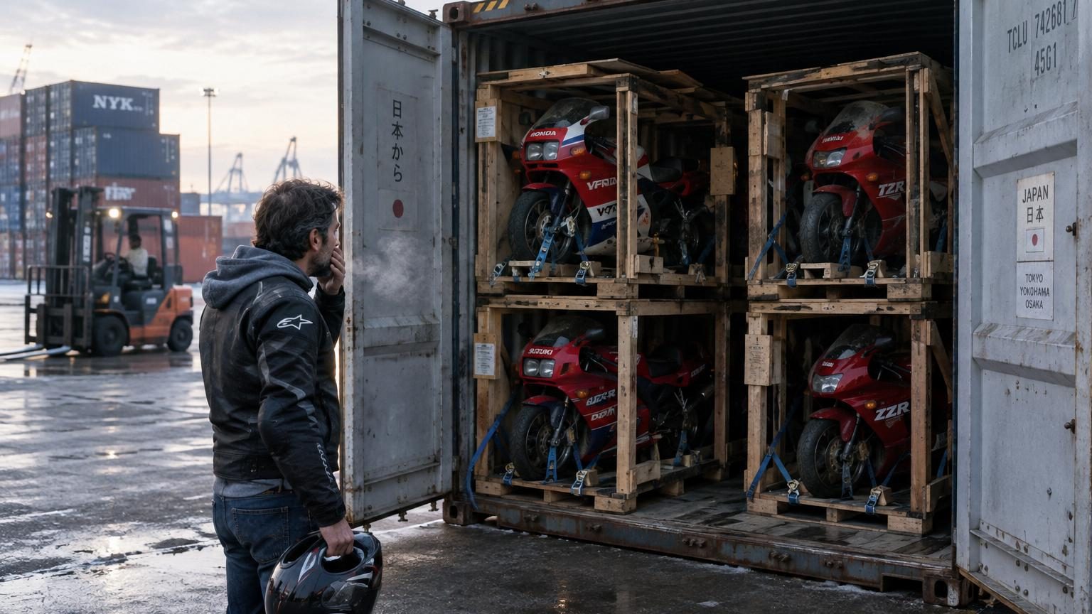Il commande un conteneur de 12 mètres venu du Japon : à l'ouverture, des motos parmi les plus rares jamais vues