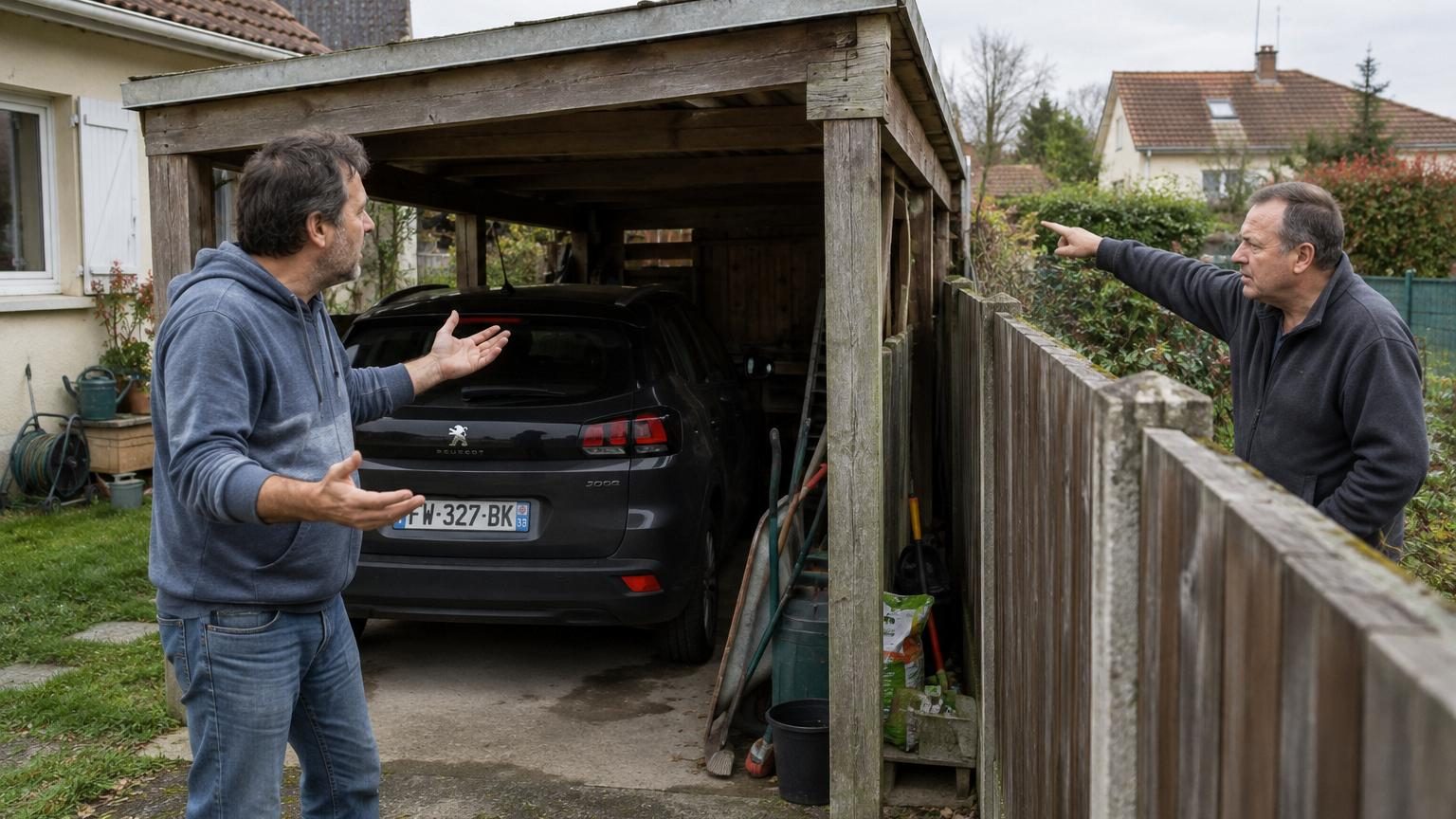 Il construit son carport contre la clôture sans déclaration : treize ans plus tard, ce n'est pas la mairie qui ressort le dossier