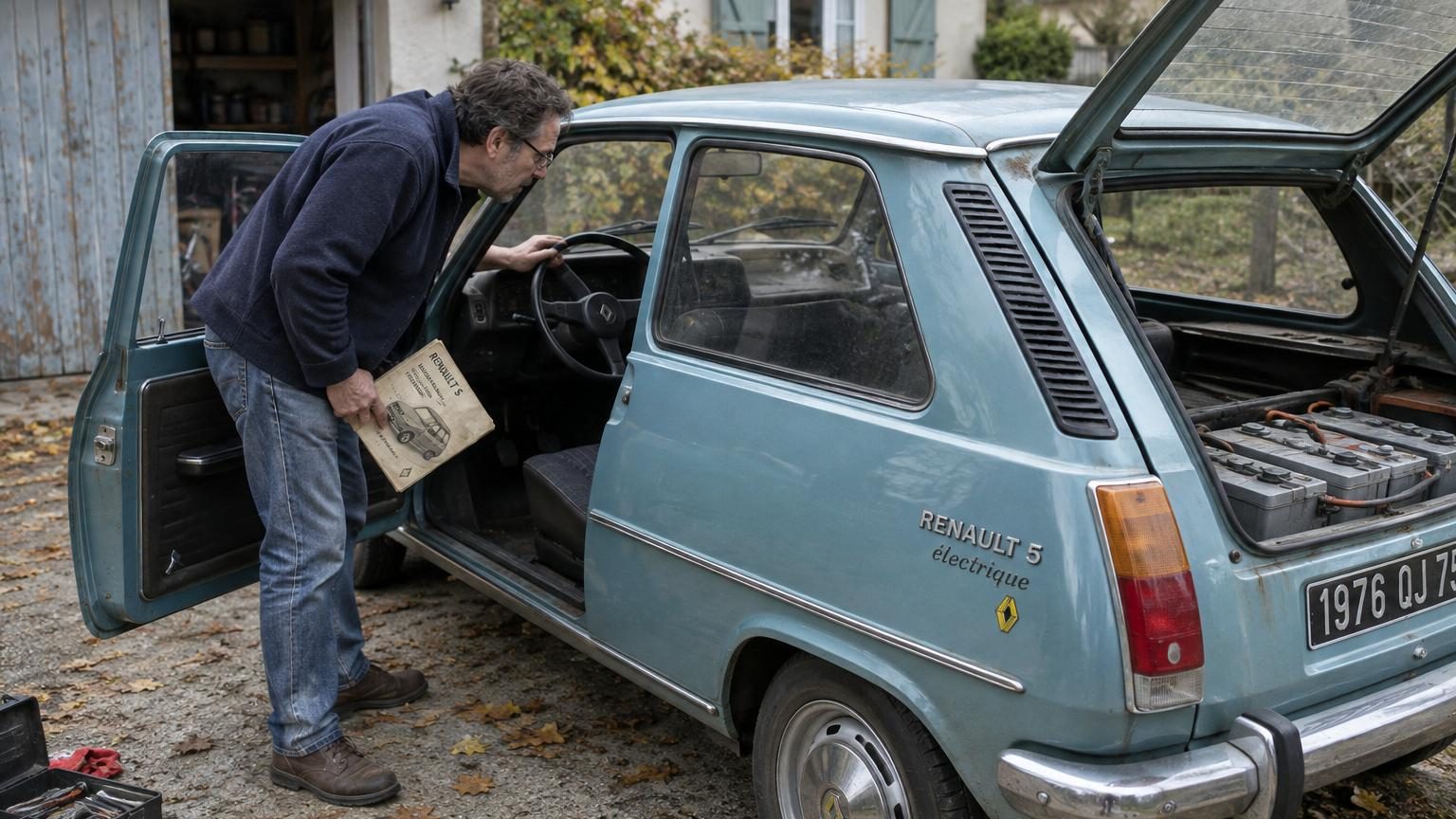 Il déniche une voiture électrique de 1972 avec sa notice d'origine : « Elle fonctionne encore, il faut juste recharger les batteries »