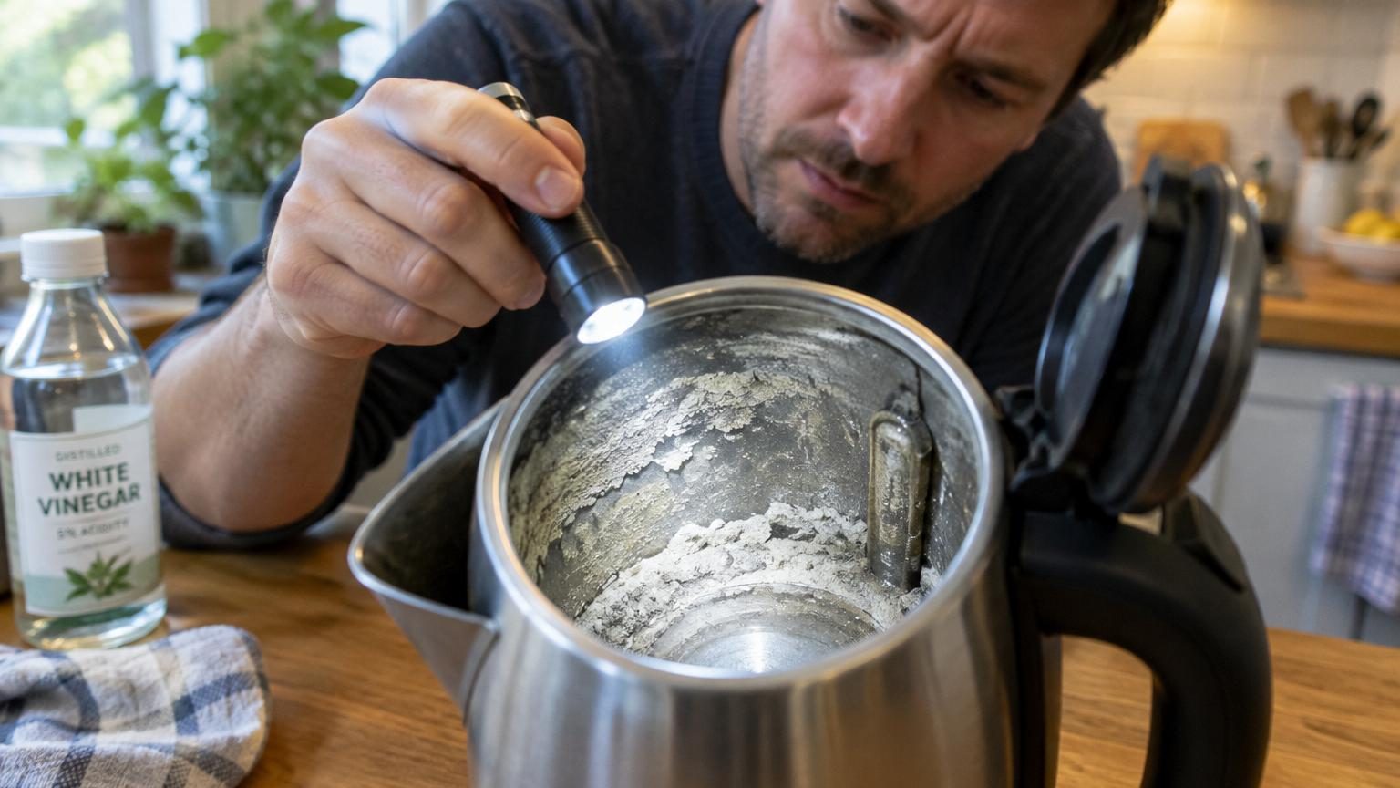 Il détartre sa bouilloire au vinaigre chaque automne depuis 8 ans : en éclairant l'intérieur à la lampe, il comprend pourquoi elle chauffe deux fois moins vite