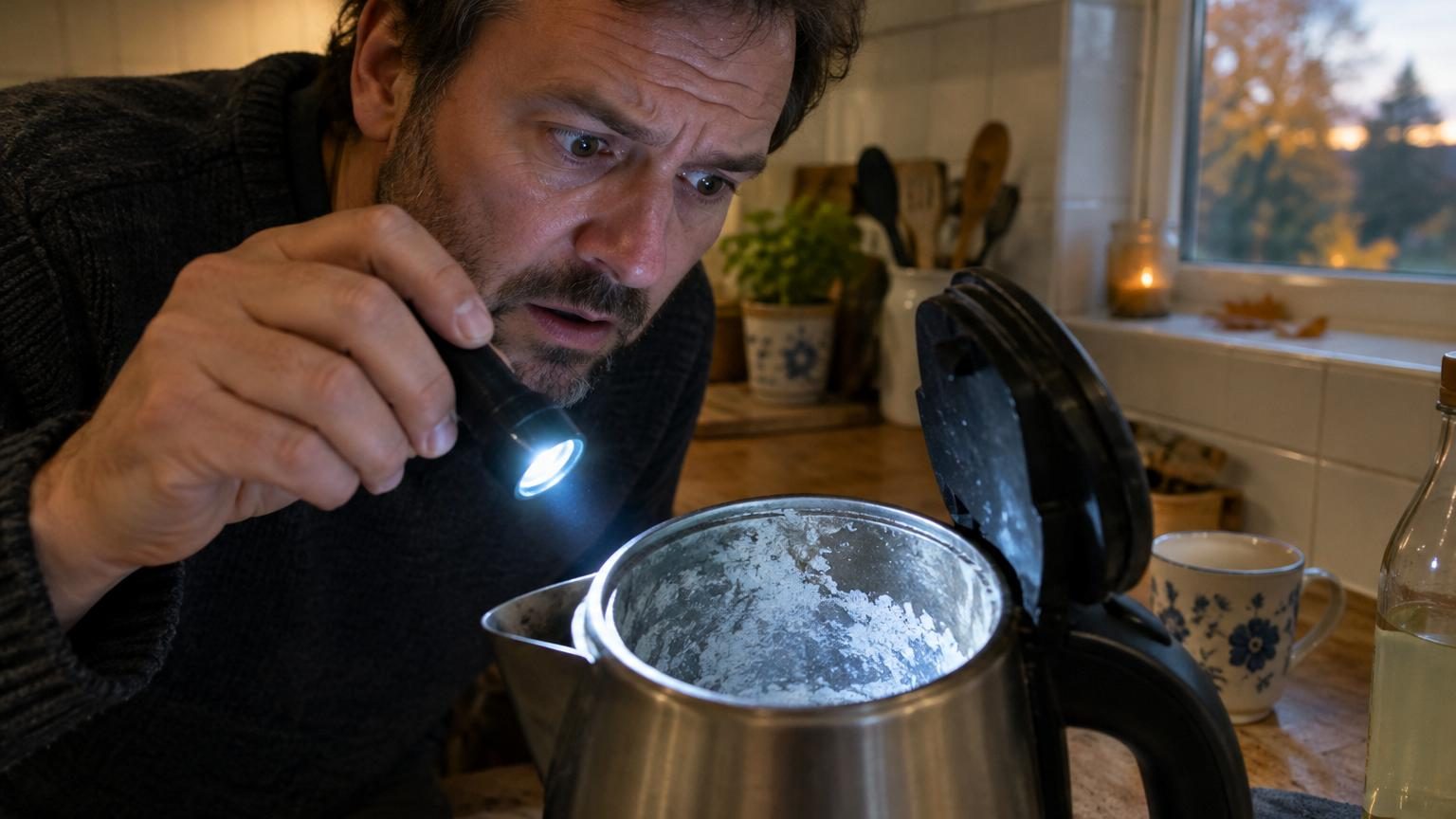 Il détartre sa bouilloire au vinaigre chaque automne depuis 8 ans : une lampe torche lui révèle pourquoi elle chauffe deux fois moins vite
