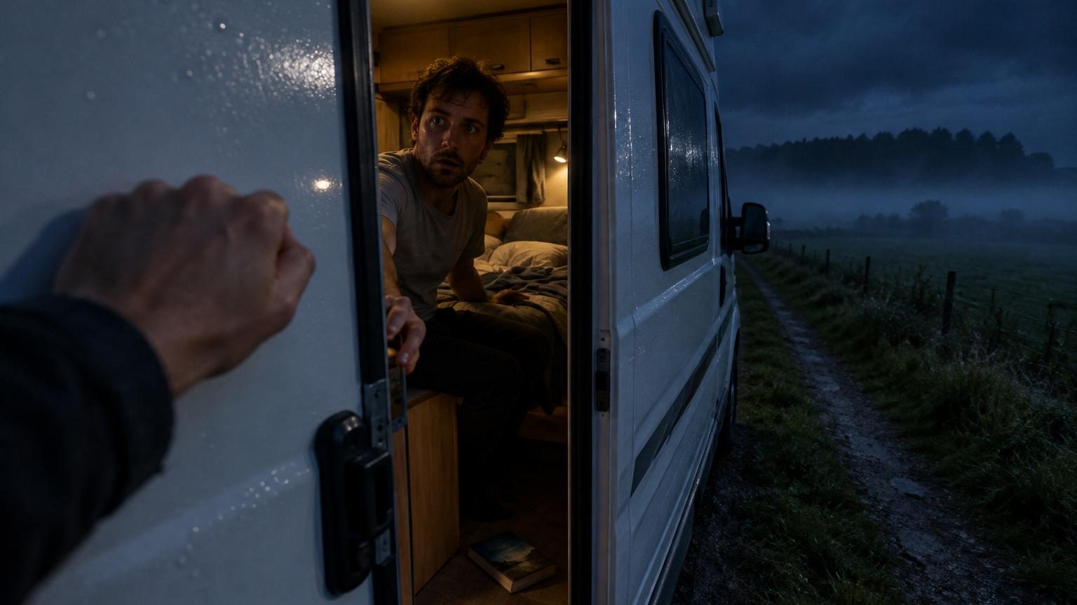 Il dort seul dans son camping-car au milieu de la campagne : vers minuit, quelqu’un frappe trois fois à la porte