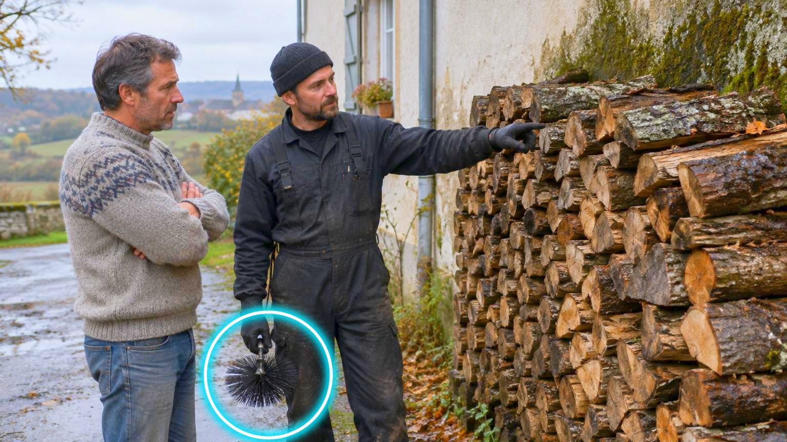 Il empile son bois contre le mur nord pendant deux étés pour le sécher : au premier feu de novembre, le ramoneur ne parle pas du poêle