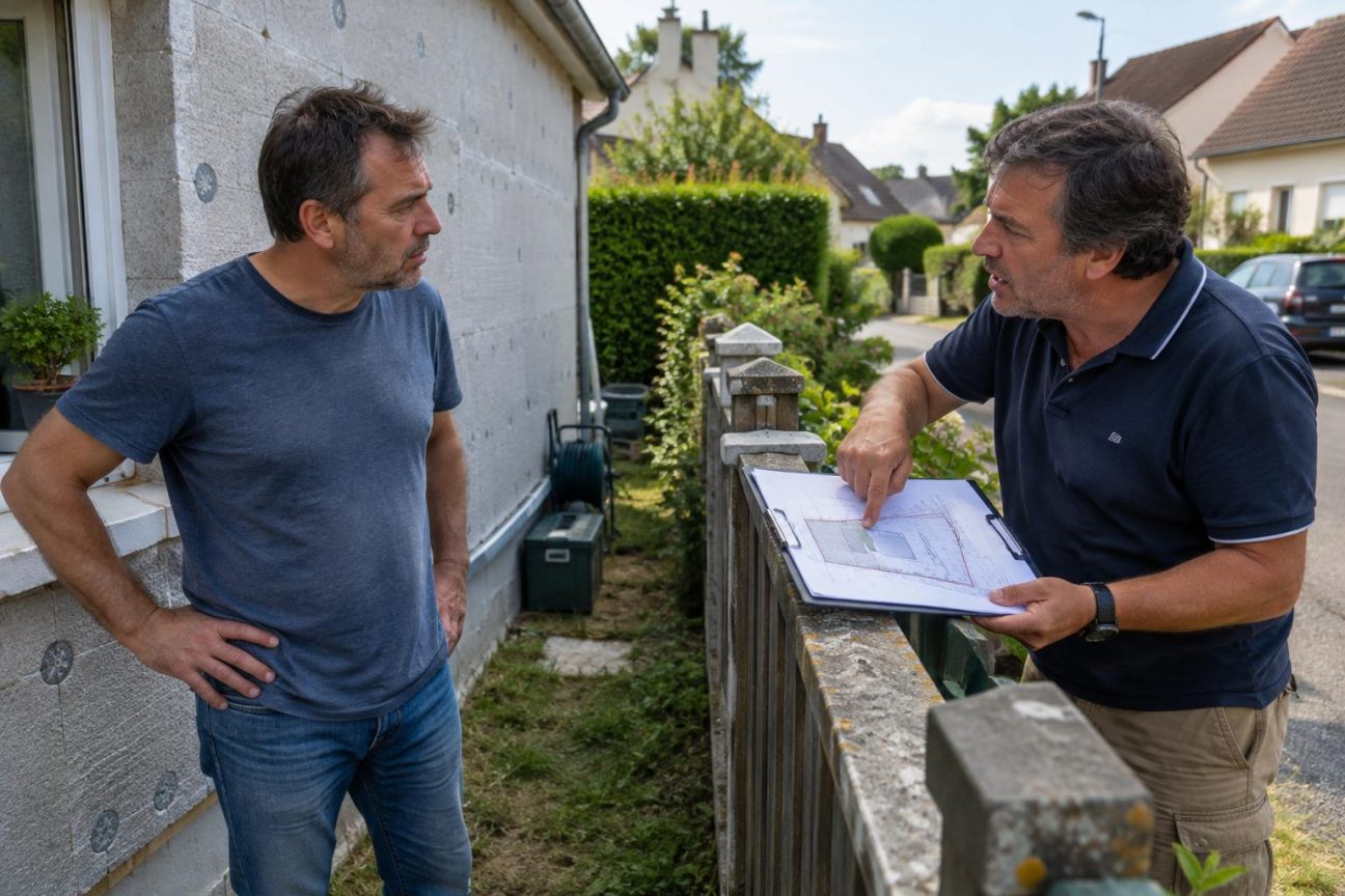 Il fait isoler sa façade par l'extérieur jusqu'à la clôture un été : deux ans plus tard, le plan de bornage du voisin révèle l'empiètement