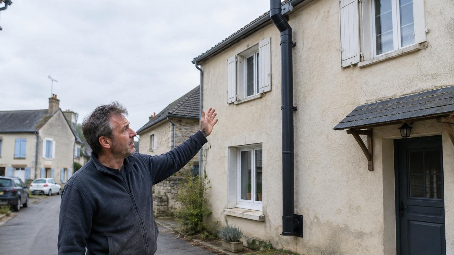 Il fait monter le conduit de son poêle le long de la façade pour ne pas percer l'étage : ce n'est pas la mairie qui lui a écrit