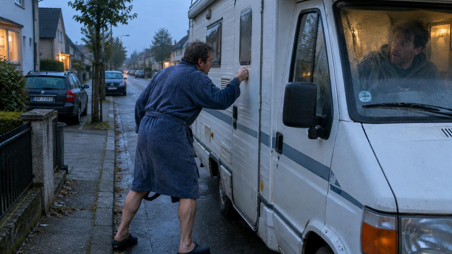 Il gare son camping-car dans une petite rue tranquille pour y passer la nuit : à 6 heures du matin, un voisin frappe violemment à sa porte