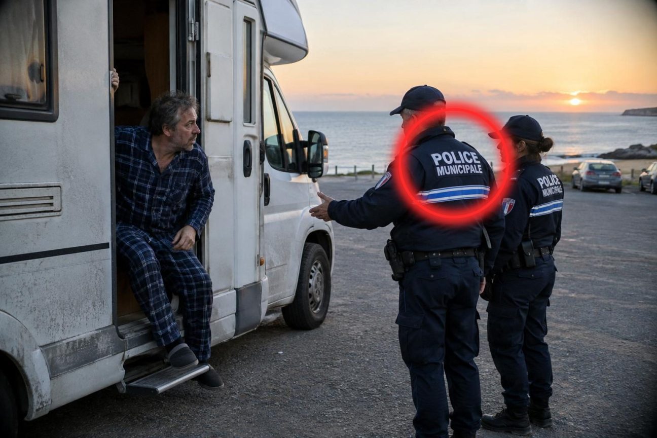 Il gare son camping-car face à la mer pour la nuit : au petit matin, ce ne sont pas les vagues qui le réveillentttt