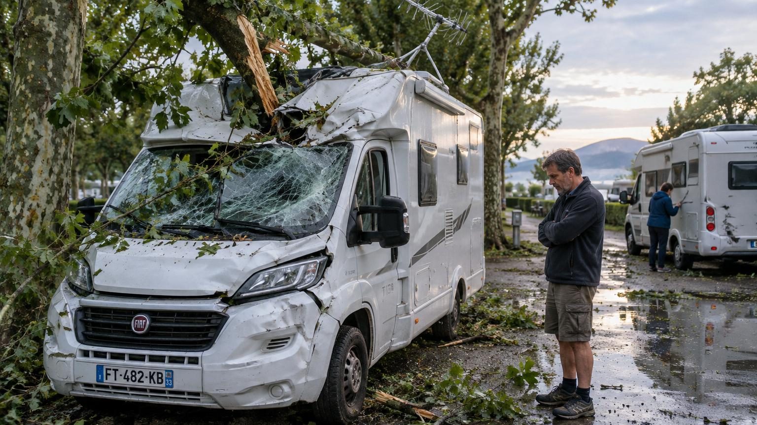 Il gare son camping-car sous des arbres avant un violent orage : le lendemain, la facture dépasse largement celle du voyage