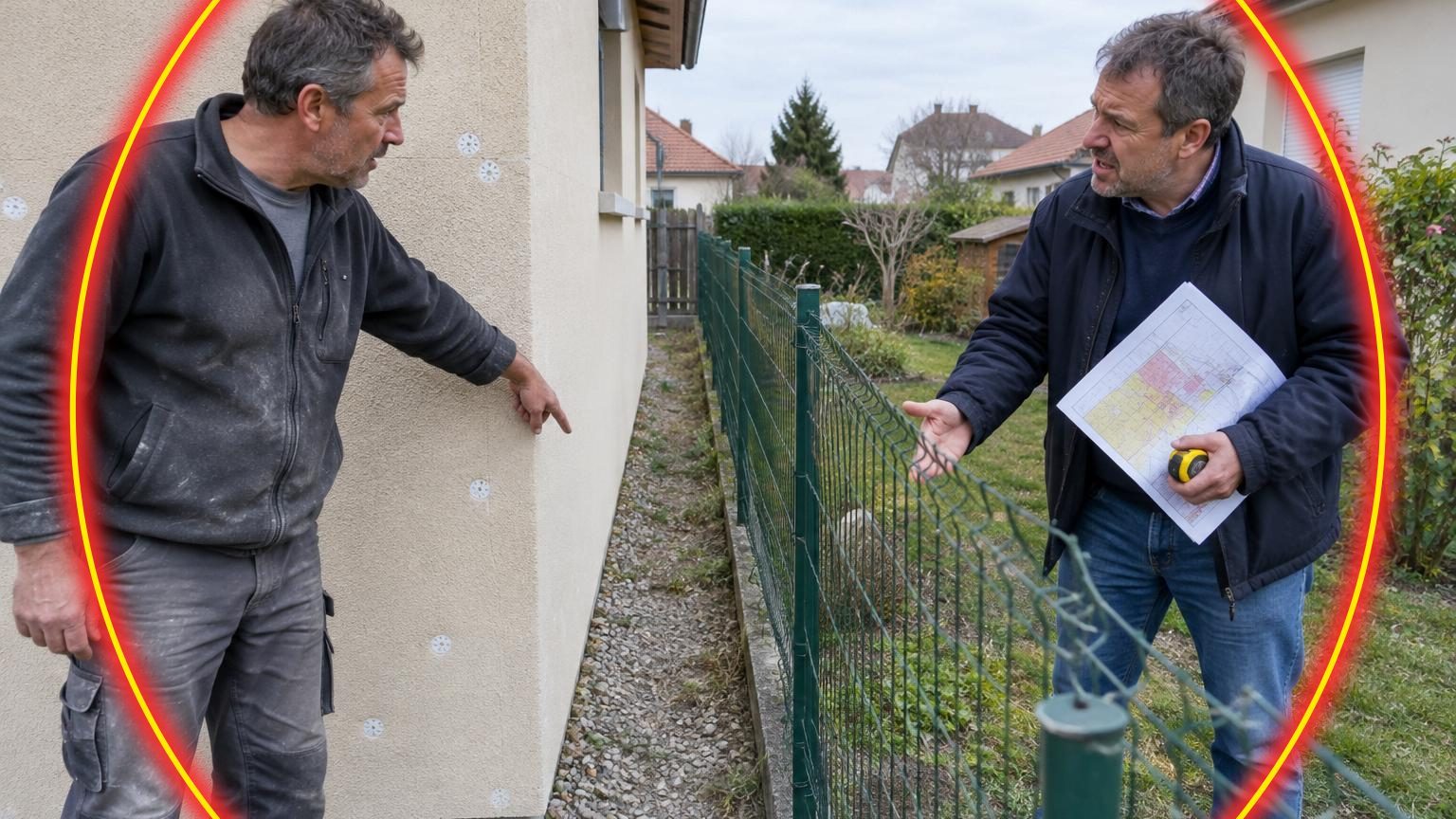 Il isole sa façade par l'extérieur jusqu'à la clôture : deux ans plus tard, le plan de bornage du voisin révèle qu'il a débordé chez lui