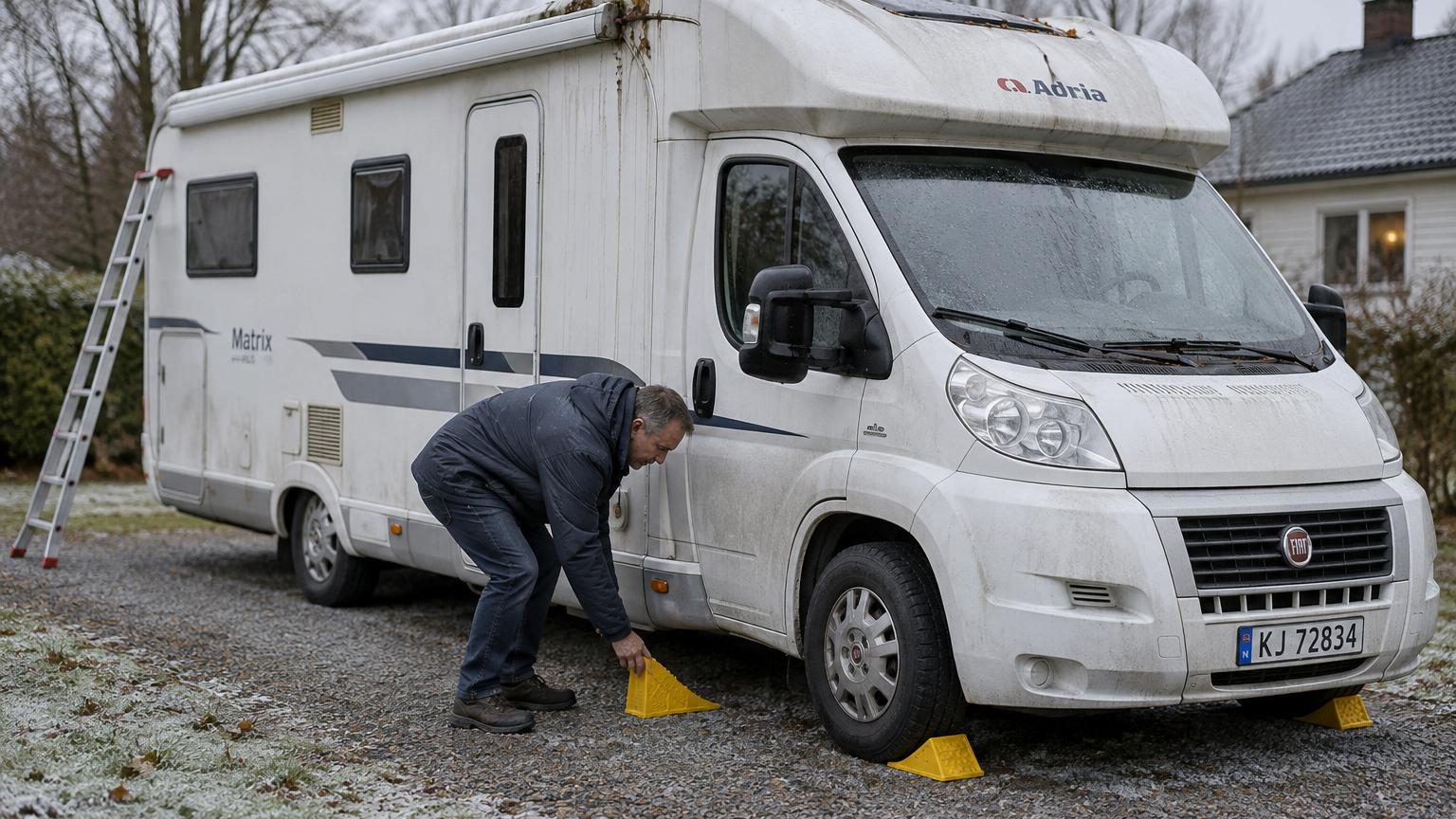 Il laisse son camping-car dehors tout l'hiver : l'astuce des cales pour éviter l'eau stagnante sur le toit, selon David, expert en hivernage