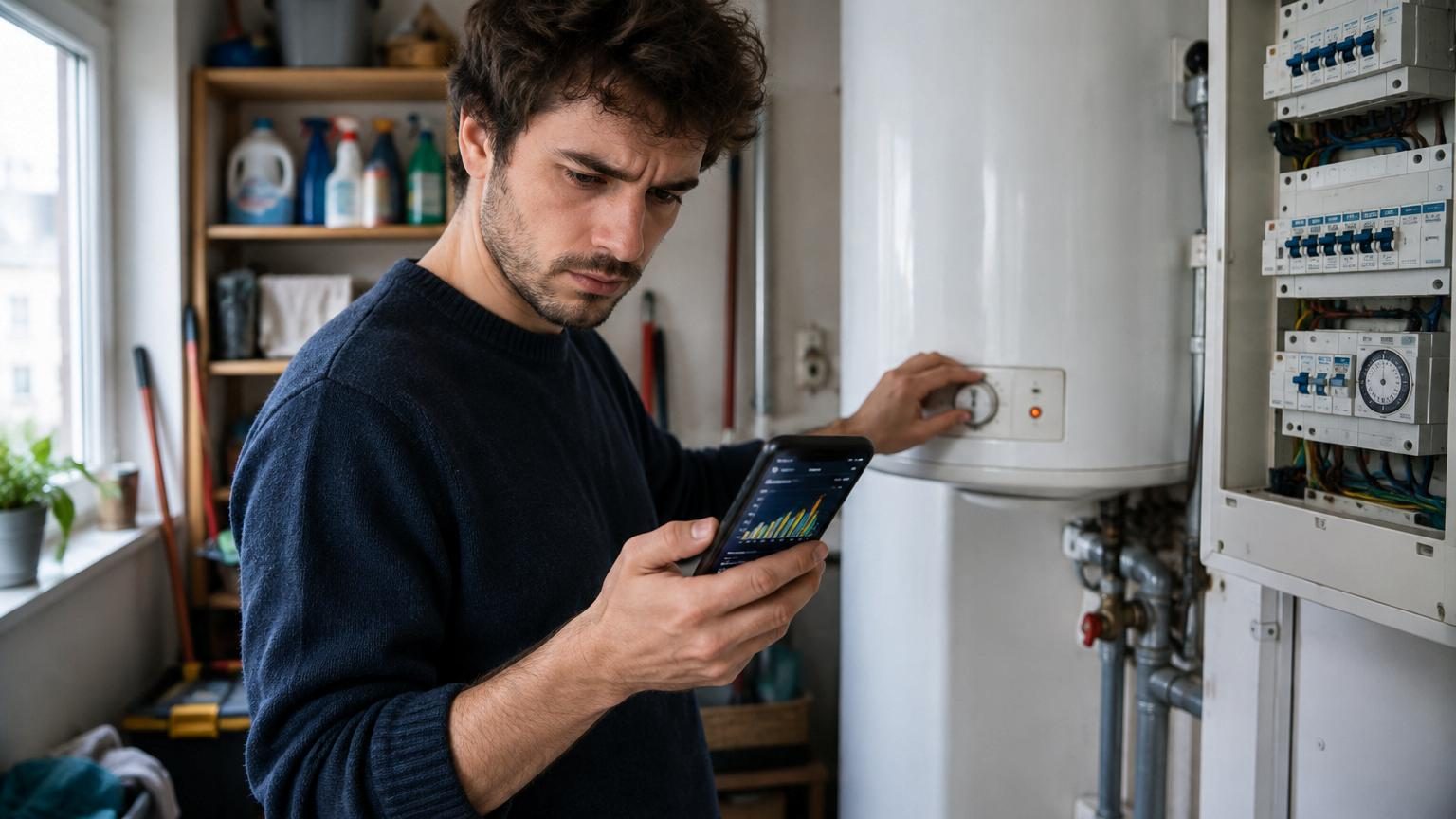 Il laisse son chauffe-eau allumé toute la journée : après avoir regardé sa consommation, il décide de tester une autre méthode