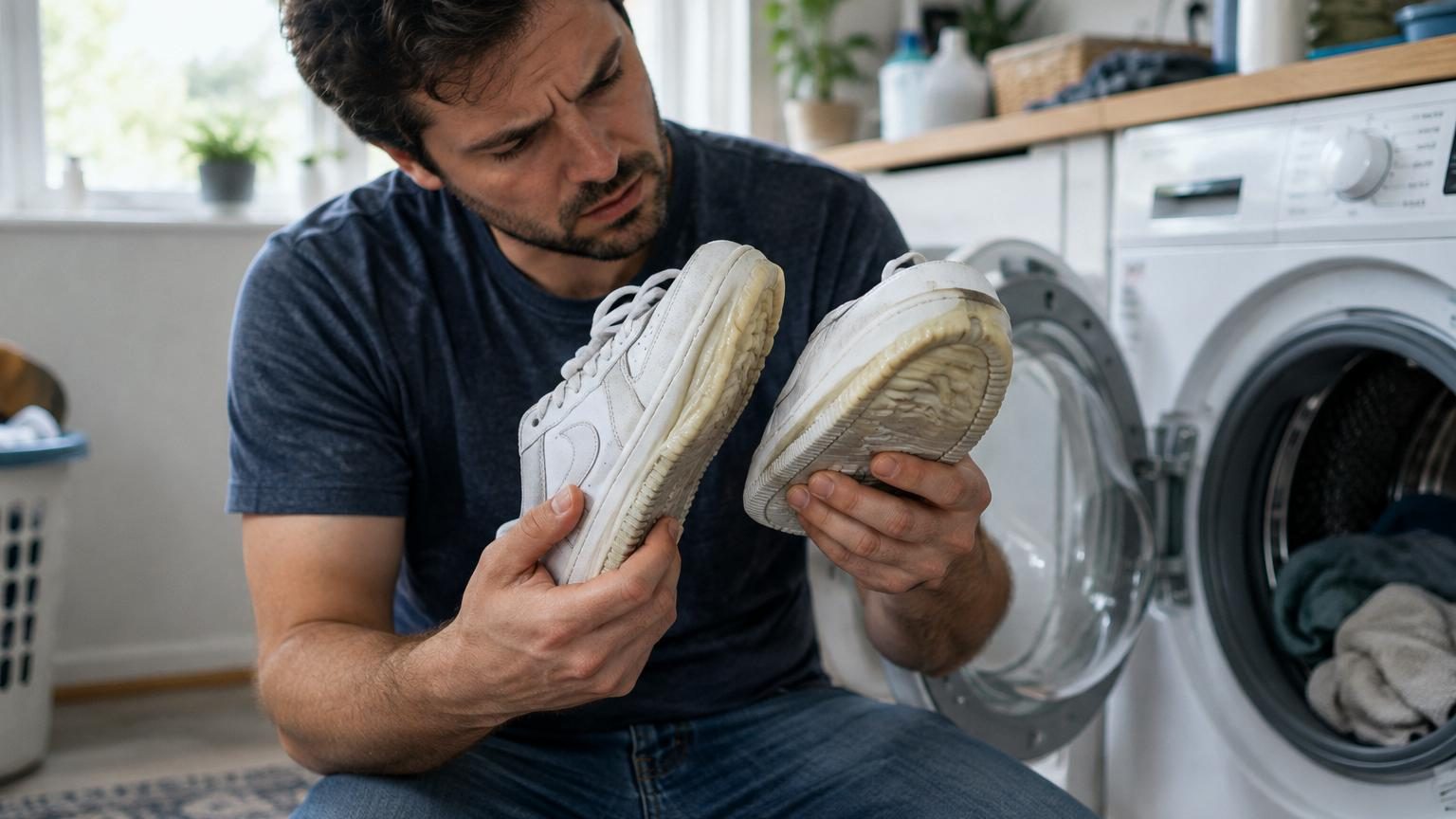 Il lavait ses baskets en machine presque tous les mois : le jour où il a regardé le bord des semelles, il a compris ce que la chaleur avait fait