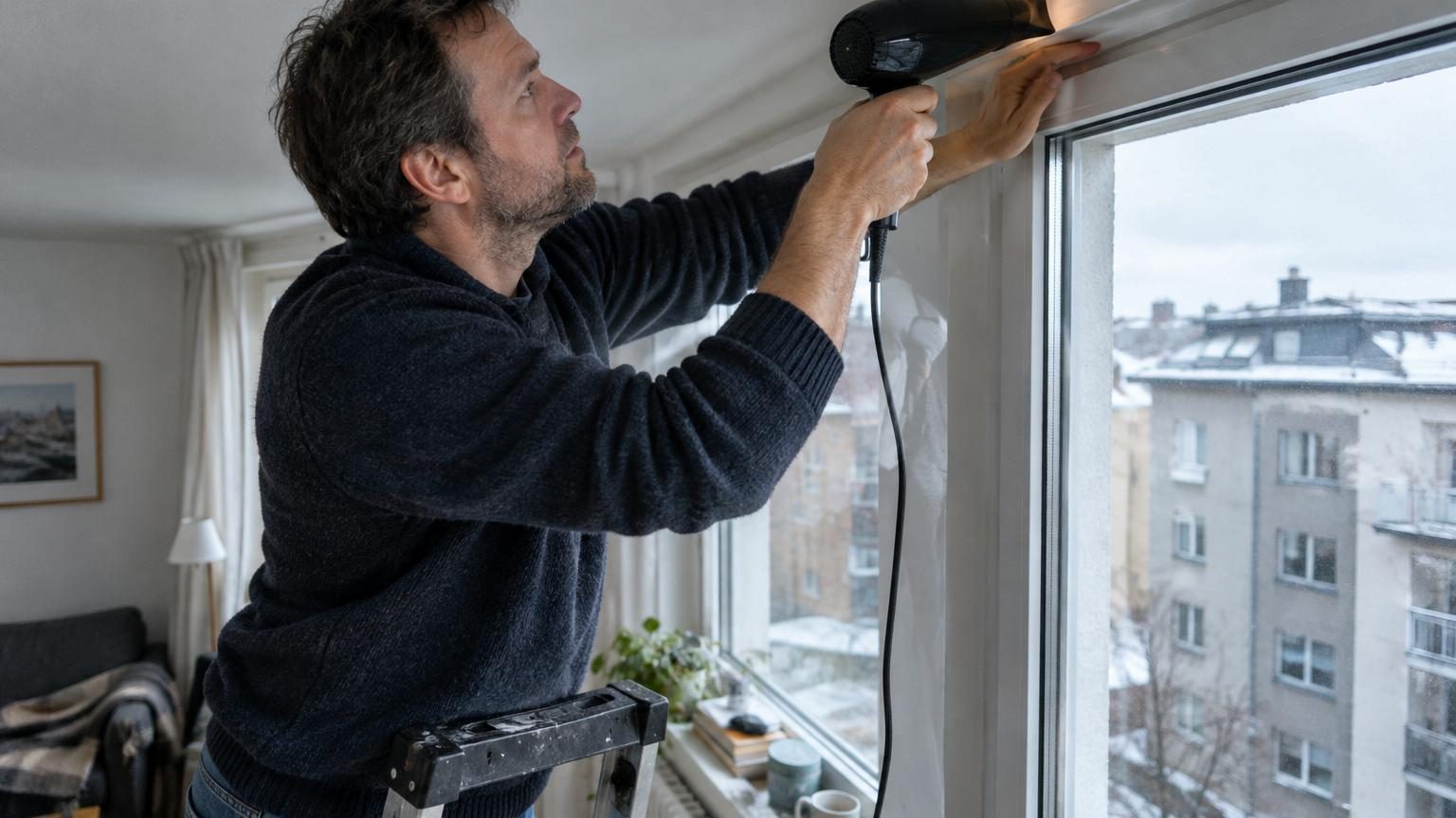 Il passe un sèche-cheveux autour de ses fenêtres avant l’hiver : le courant d’air qu’il découvre vient d’un endroit inattendu