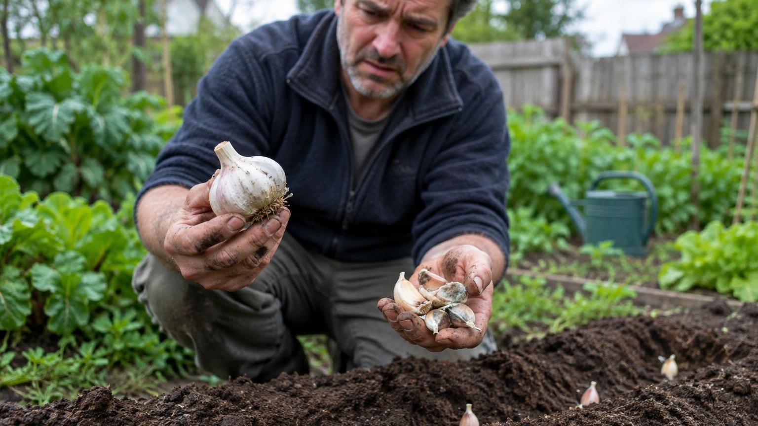 Il plante des gousses d&rsquo;ail achetées au supermarché dans son potager : la seule erreur qui ruine toute la récolte