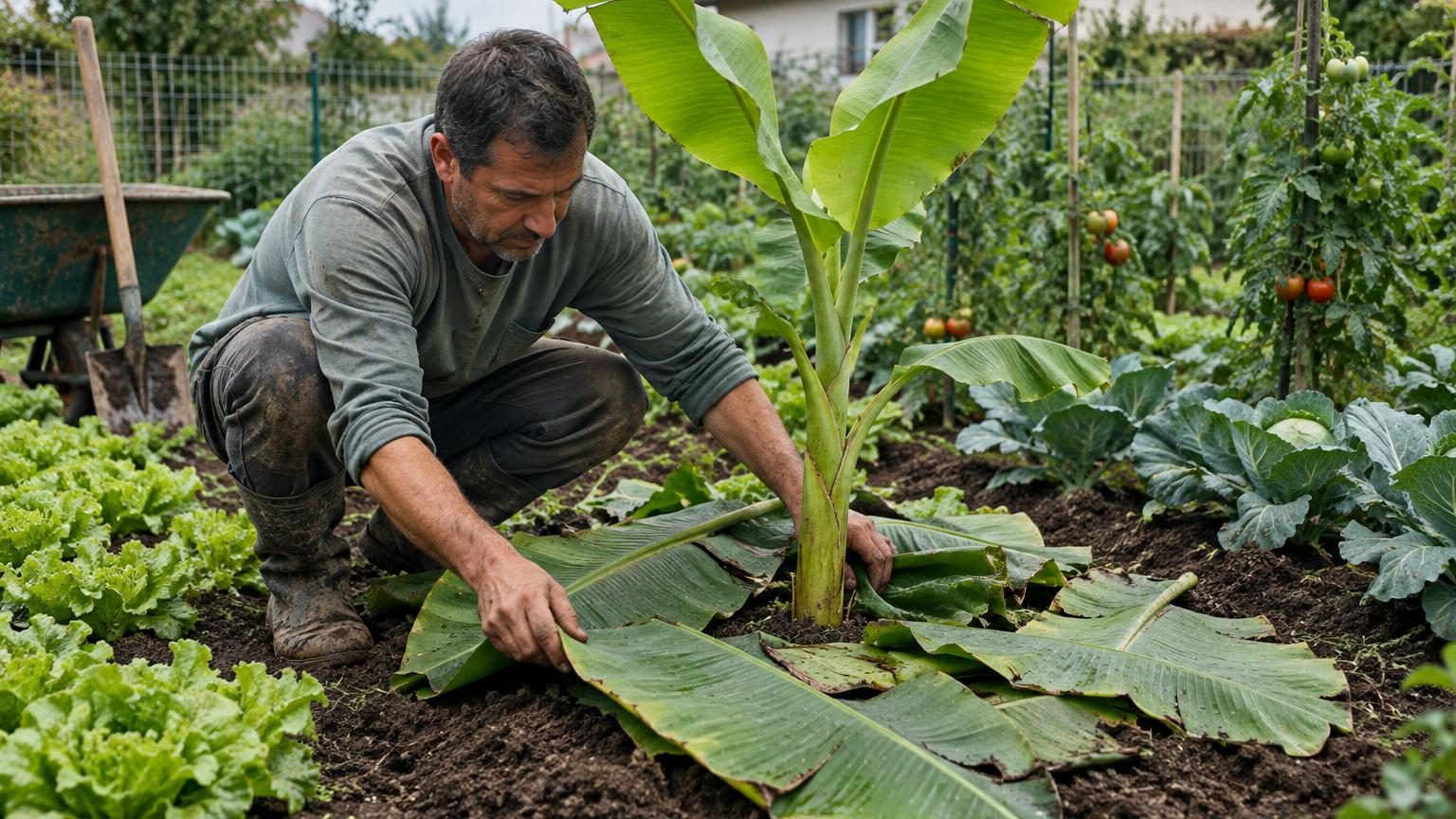 Il plante un bananier au milieu de son potager : ce n'est pas pour les bananes, mais pour ce que ses feuilles font au sol