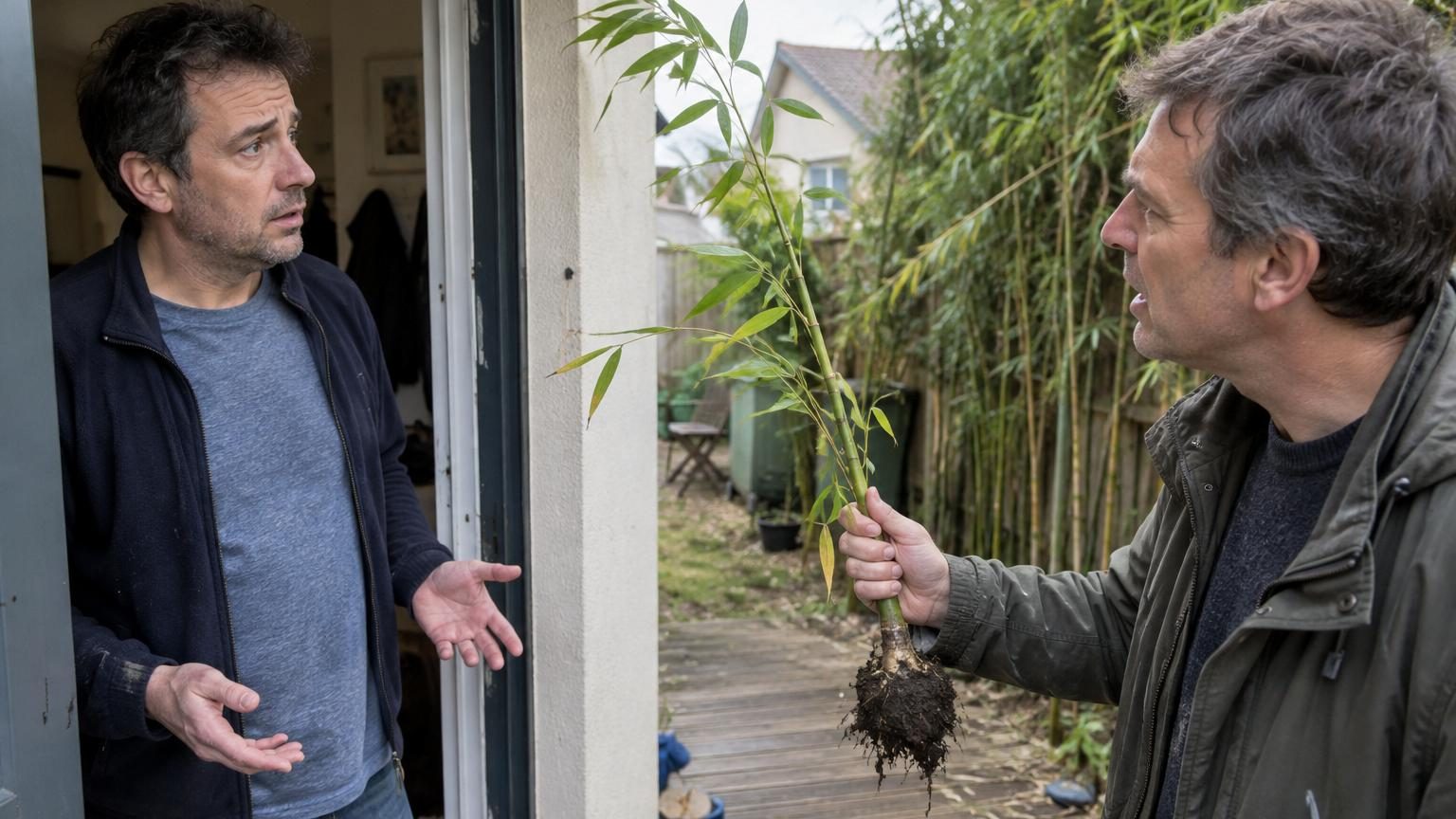 Il plante une rangée de bambous le long de la clôture pour se cacher du voisin : trois printemps plus tard, c'est ce dernier qui sonne, une pousse arrachée de sa terrasse à la main