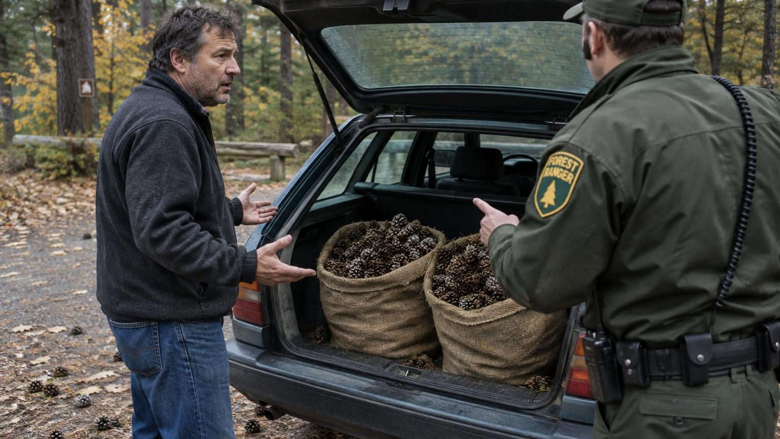 Il ramassait deux grands sacs de pommes de pin chaque automne pour son poêle : le jour où un garde forestier a ouvert son coffre, il a compris son erreur