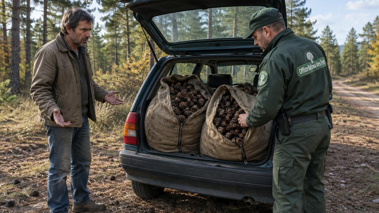 Il ramassait deux grands sacs de pommes de pin chaque automne pour son poêle : le jour où un garde forestier a ouvert son coffre, il a compris son erreur