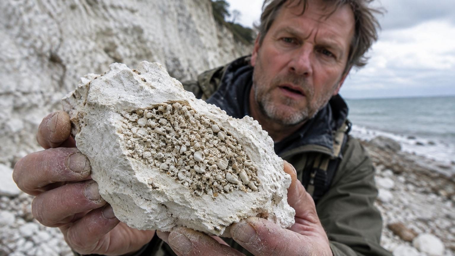 Il ramasse un simple morceau de craie : à l'intérieur, du vomi fossilisé vieux de 66 millions d'années
