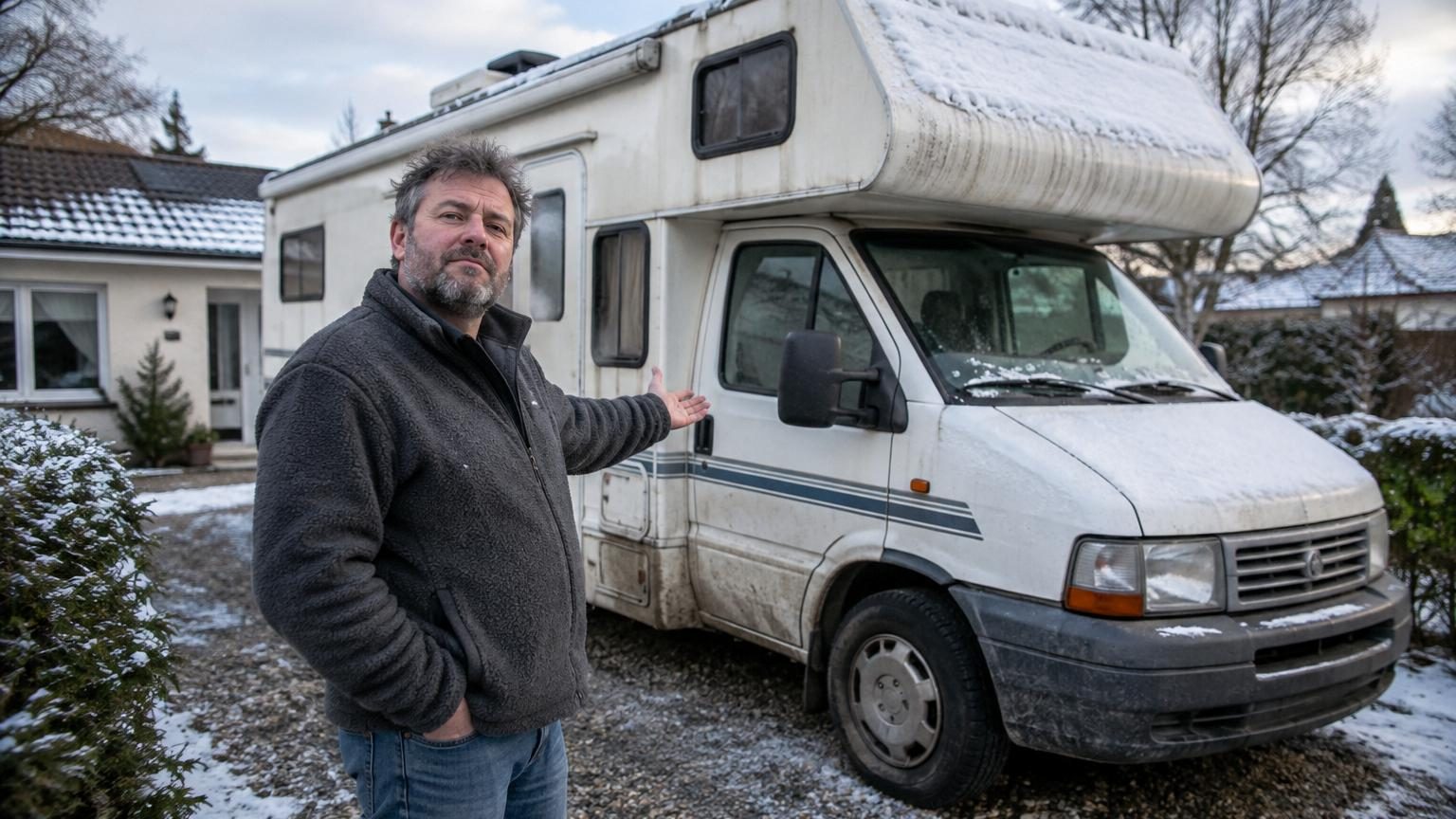 Il refuse de mettre son camping-car à l'abri pour l'hiver : « Comme une voiture, c'est fait pour être dehors »