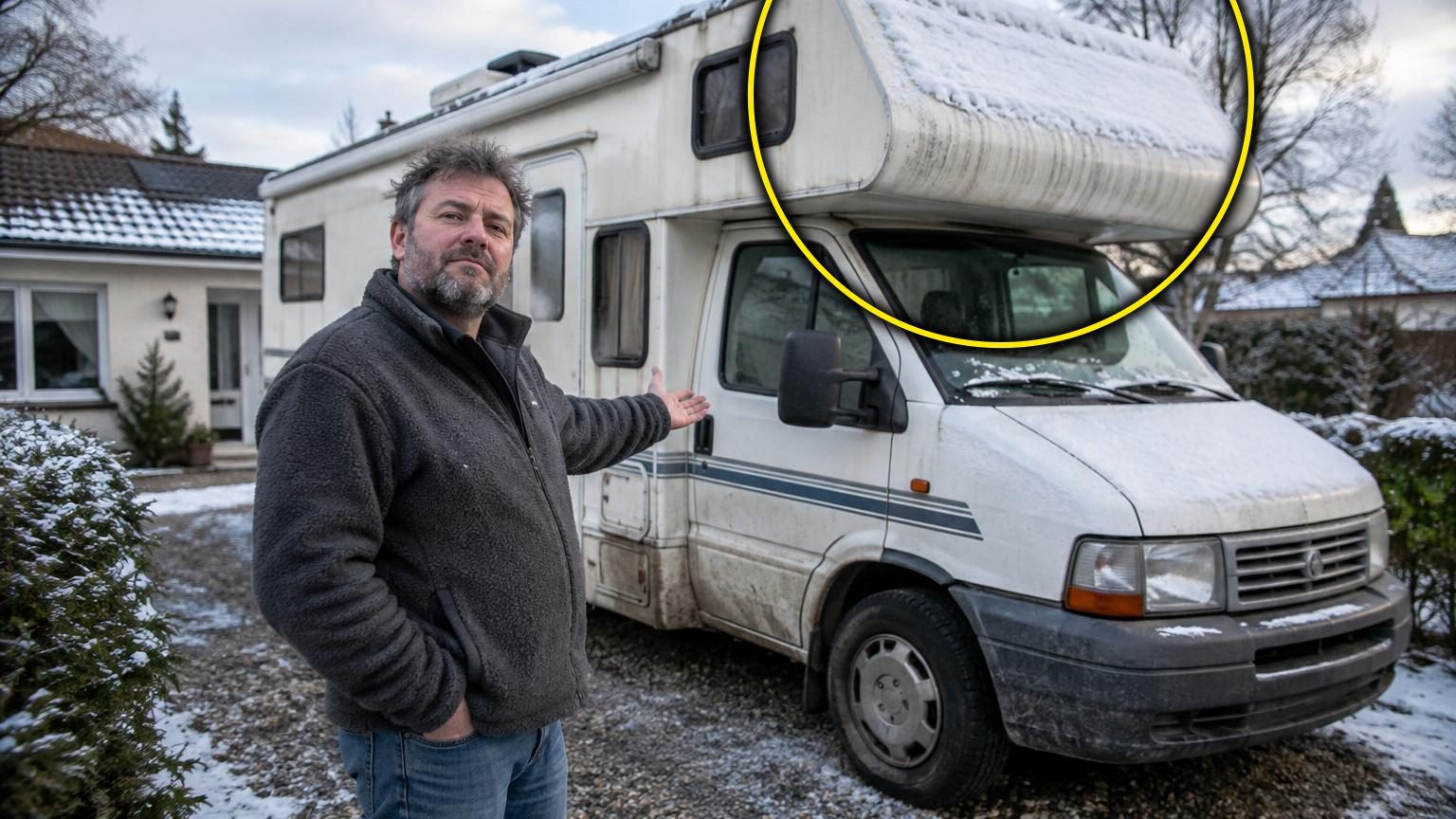 Il refuse de mettre son camping-car à l'abri pour l'hiver : « Comme une voiture, c'est fait pour être dehors »
