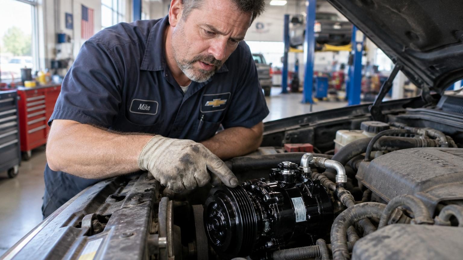 Il repère une pièce repeinte en noir sous le capot : ce mécanicien prévient que le client reviendra vite au garage