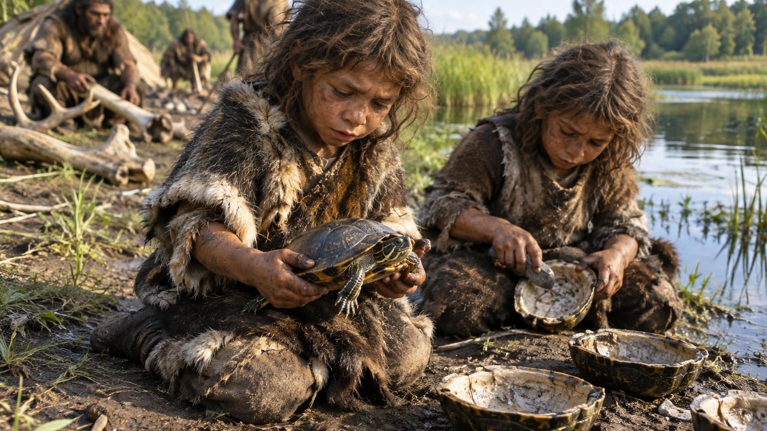 Il y a 125 000 ans, les enfants néandertaliens chassaient des tortues d'étang en Europe centrale : ce n'était pas pour les manger