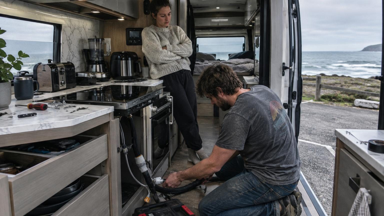 Ils aménagent leur camping-car pour pouvoir cuisiner comme à la maison : après quelques semaines, ils démontent pourtant une installation qui leur avait coûté une fortune