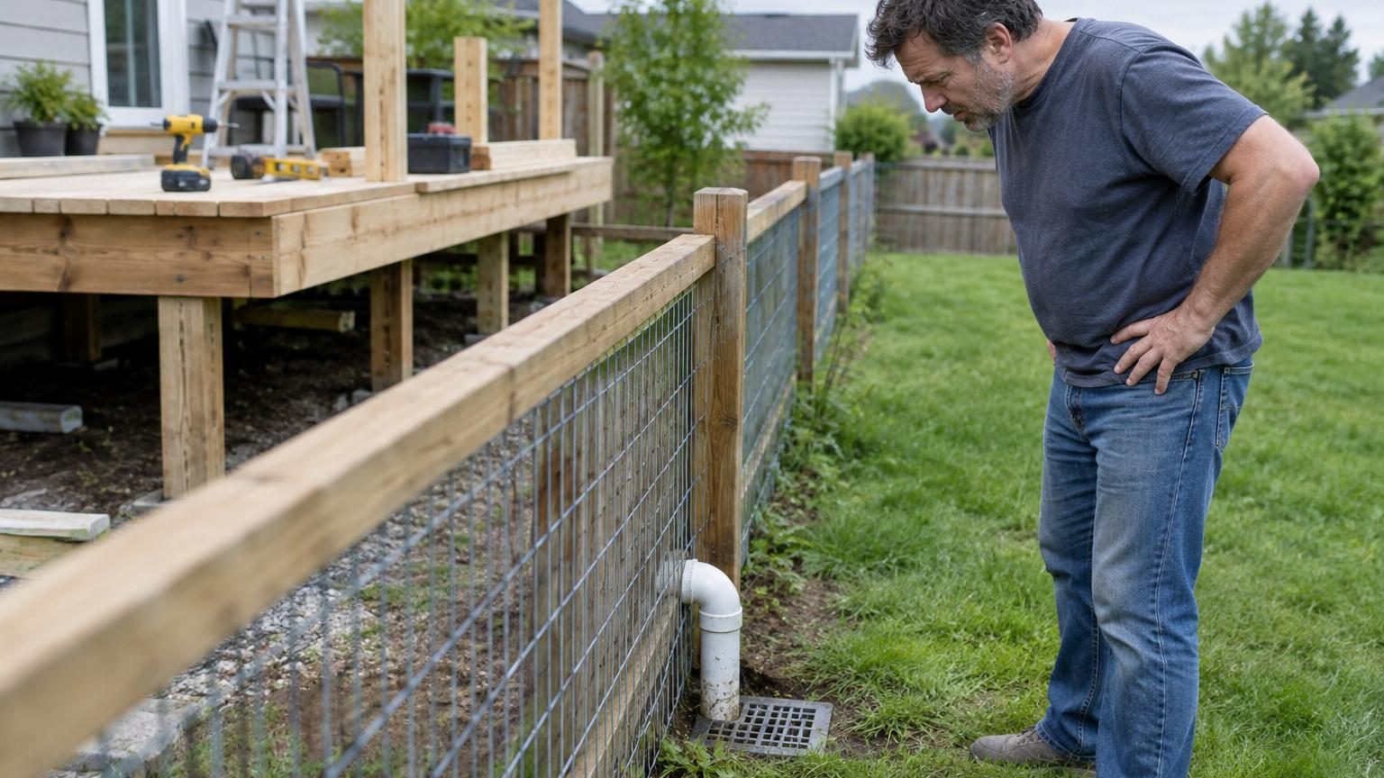 Ils construisent une terrasse au fond du jardin sans se méfier : quelques mois plus tard, le voisin découvre ce qui dépasse chez lui