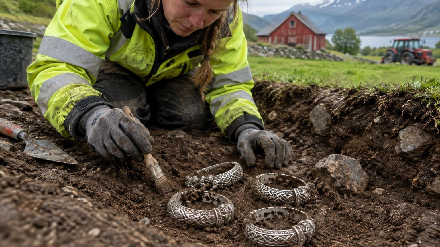 Ils déterrent quatre objets en argent dans une ferme en pensant à de vieux câbles : c'était un trésor viking vieux de 1 000 ans