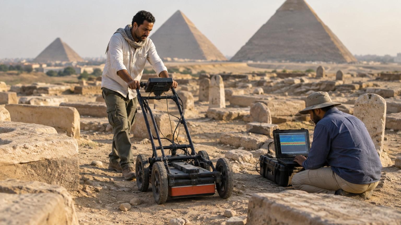 Ils passent au radar le sol d'un cimetière voisin des pyramides de Gizeh : l'anomalie détectée pourrait cacher une tombe oubliée