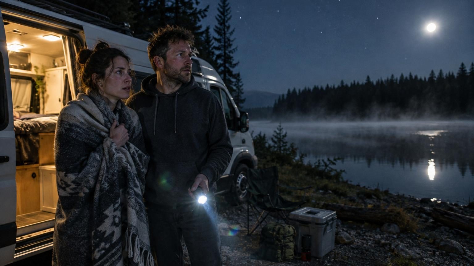 Ils passent leur première nuit seuls au bord d’un lac avec leur camping-car : à 3 heures du matin, ils comprennent qu’ils auraient dû repartir