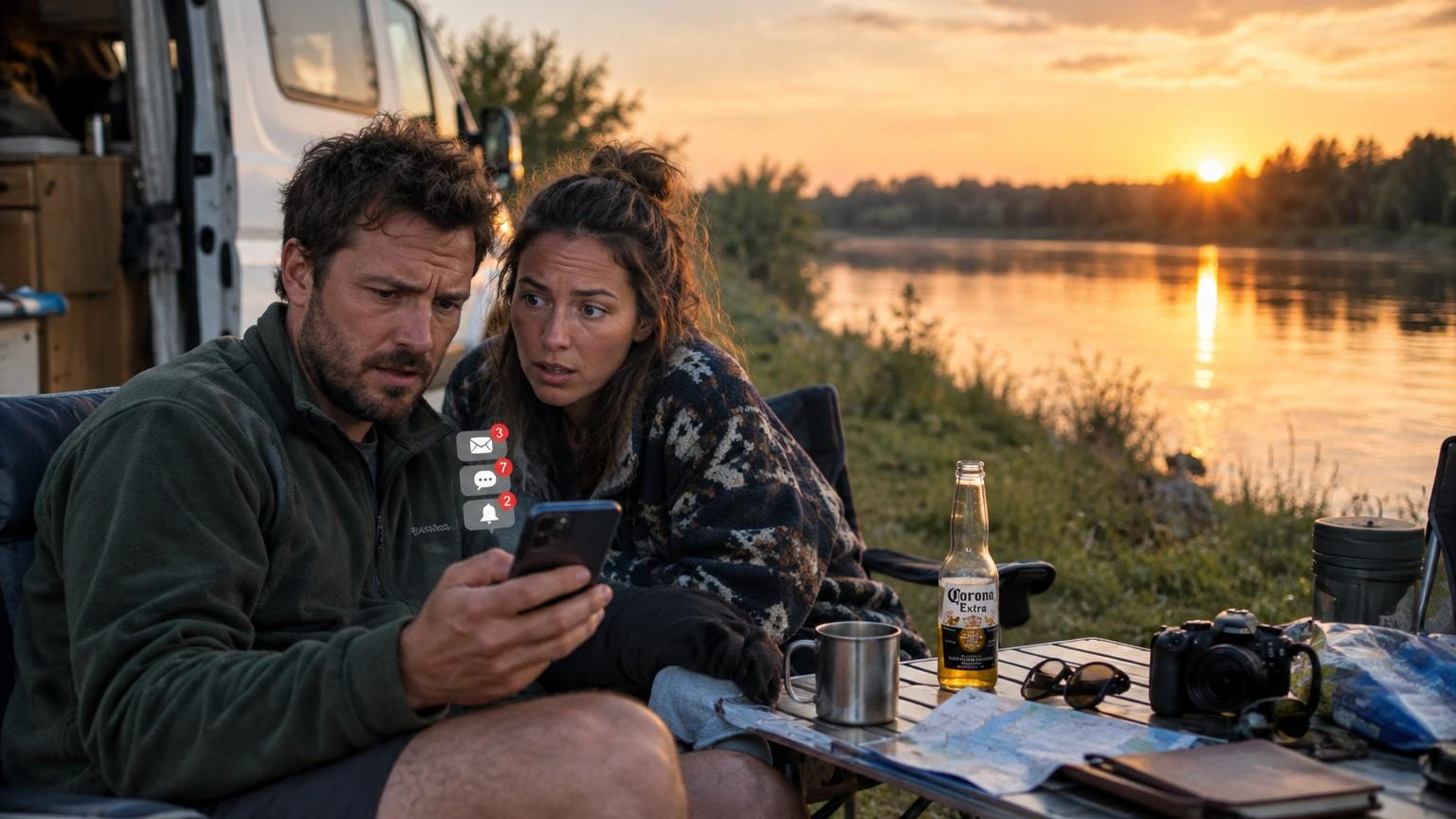 Ils pensaient être seuls au bord de cette rivière avec leur camping-car : quelques heures plus tard, leur téléphone commence à recevoir des messages