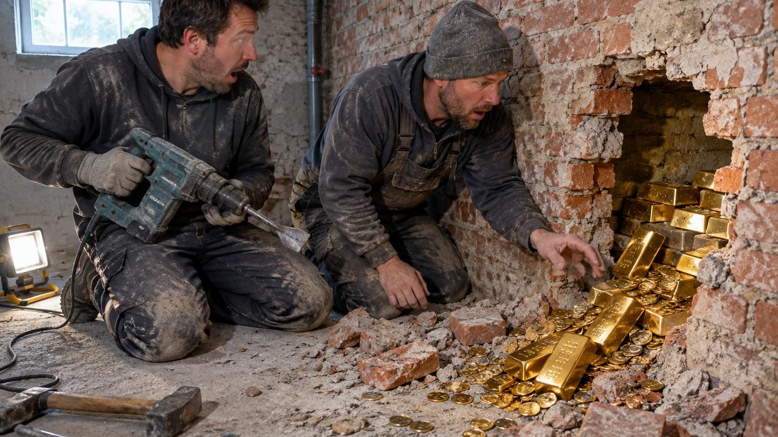 Ils percent le mur d'une cave pour installer des canalisations : ils découvrent des lingots et des pièces d'or valant 10 millions de dollars
