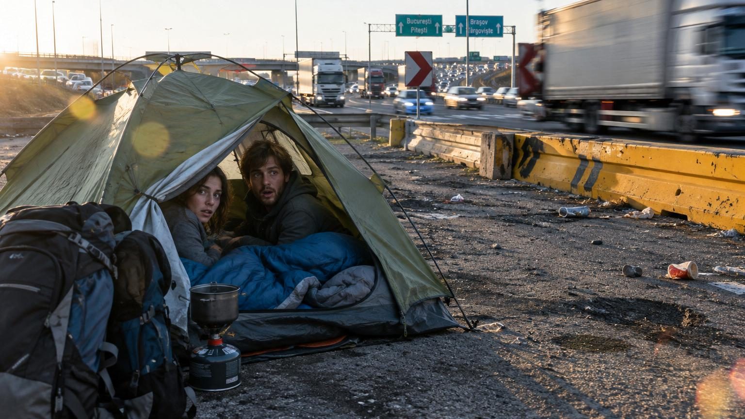 Ils s’installent pour la nuit dans un endroit qui semble totalement désert : au réveil, ils découvrent pourquoi les habitués l’évitent