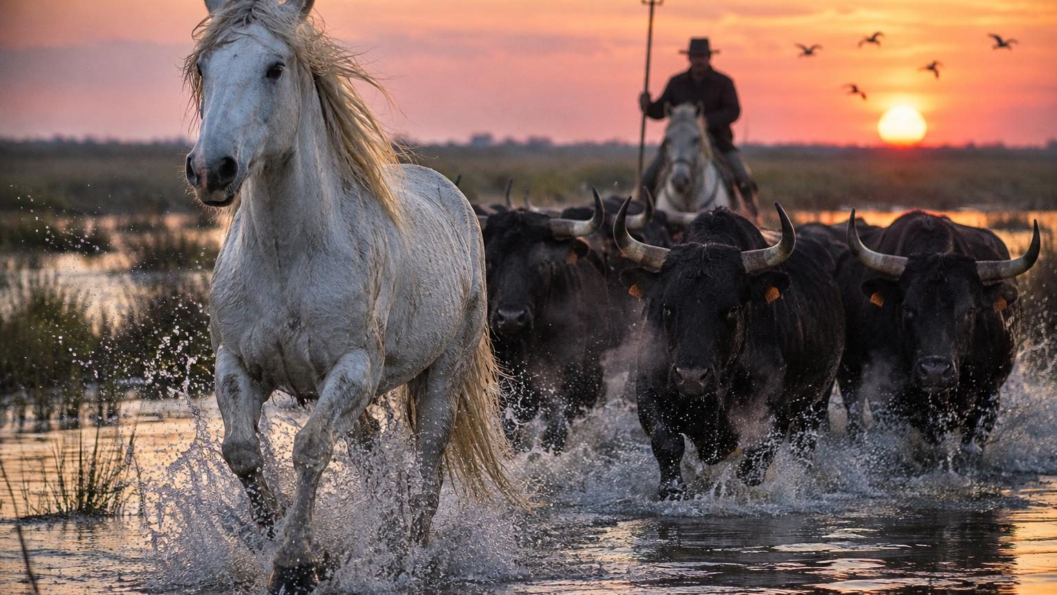 Ils vivent en liberté dans les marais de Camargue : pourquoi les chevaux blancs et les taureaux noirs sont devenus les symboles d'un territoire unique