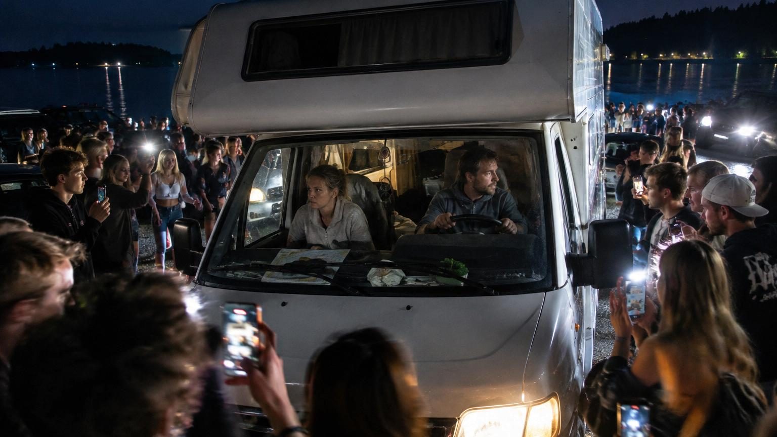 Jean et Véronique pensaient avoir trouvé le meilleur emplacement possible au bord d’un lac : pendant la nuit, leur camping-car a été entouré de dizaines de personnes