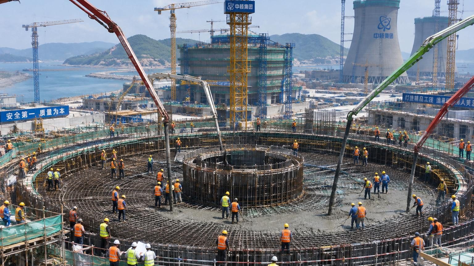 La Chine coule l'équivalent de deux fois le poids de la tour Eiffel en béton : ce chantier n'est qu'un réacteur parmi des dizaines