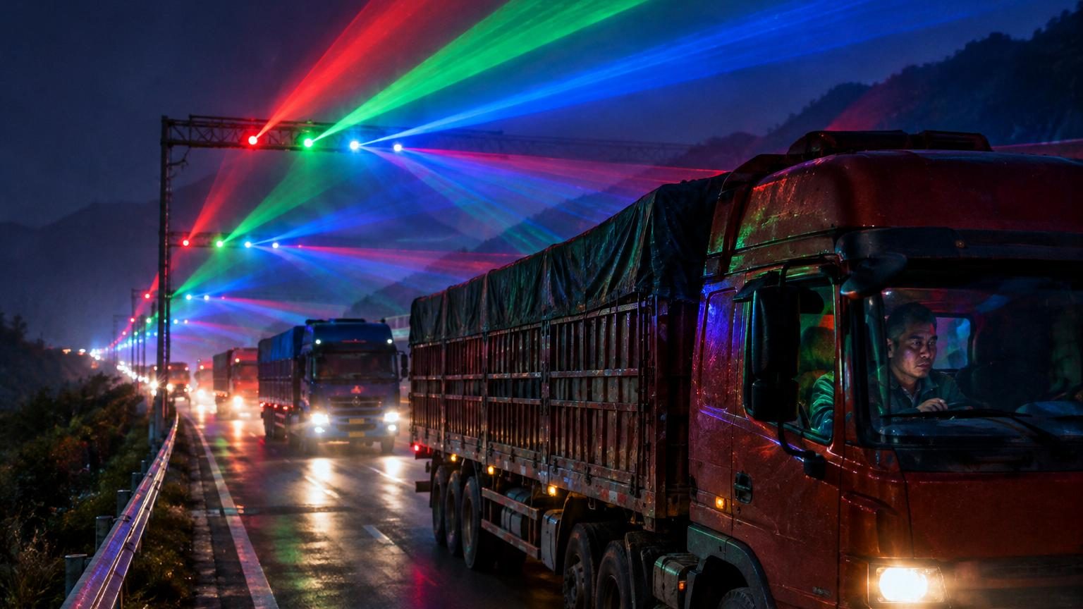 La Chine installe des lasers colorés au-dessus de ses autoroutes : ce n'est pas pour éclairer la route mais pour réveiller les routiers