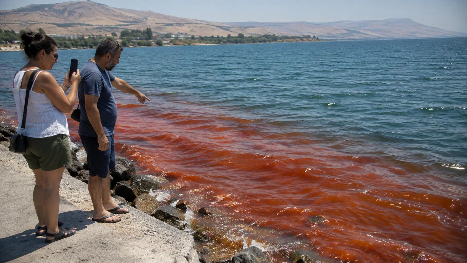 La mer de Galilée vire au rouge et déclenche des peurs apocalyptiques : ce ne sont ni du sang ni un présage, voici l'explication des autorités