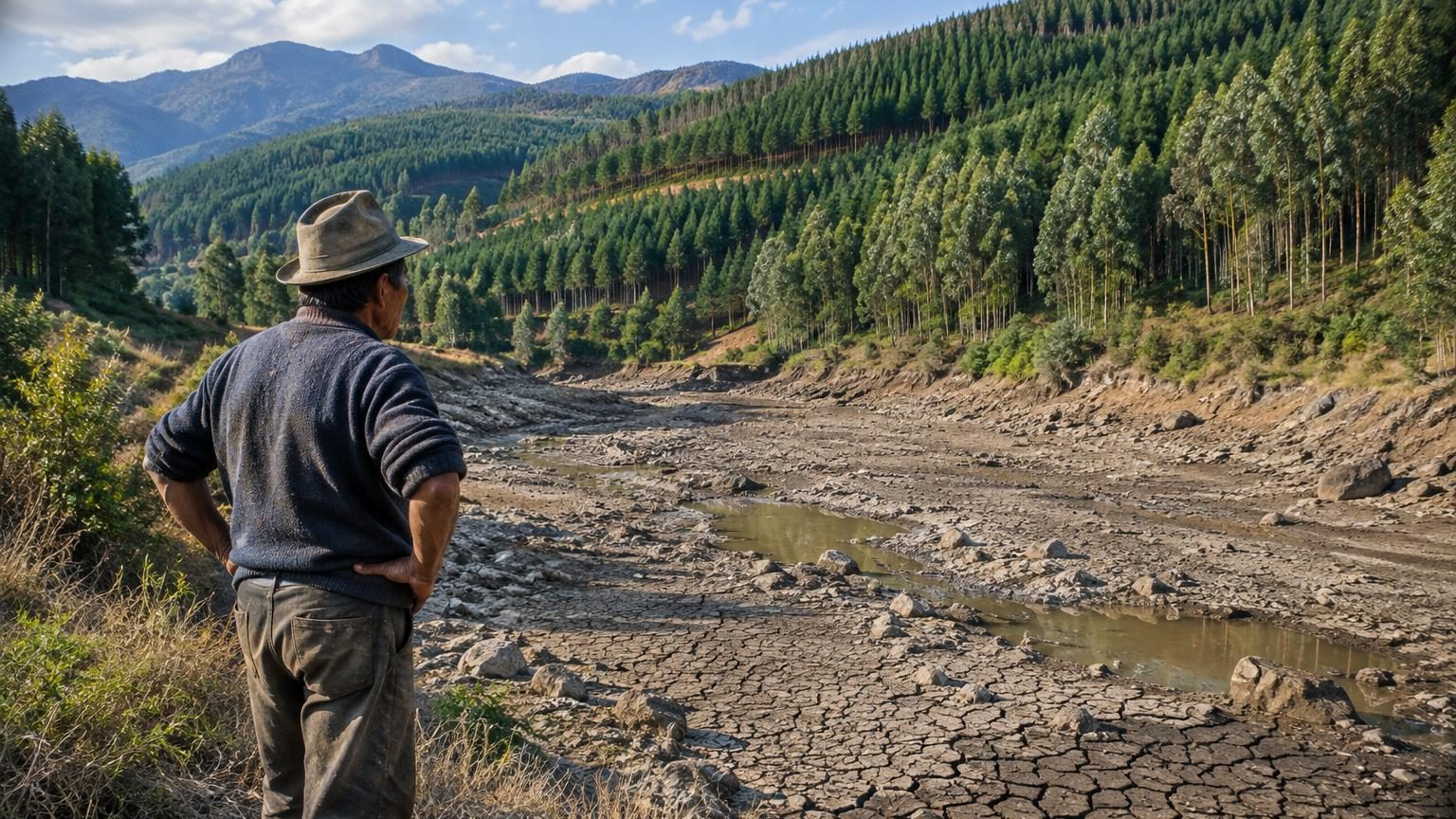 Le Chili plante 2,3 millions d'hectares de pins et d'eucalyptus sur ses collines brûlées : des décennies plus tard, ce sont les rivières qui ont disparu