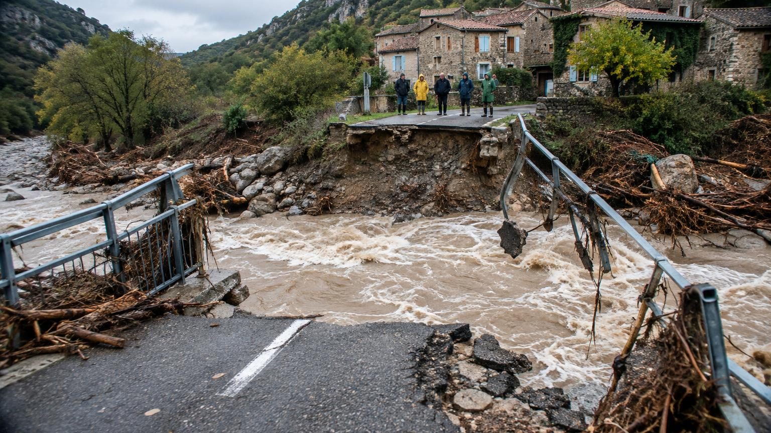 Le pont emporté dans la nuit du 7 octobre : près d'Avène, un hameau totalement coupé du monde après les violentes pluies